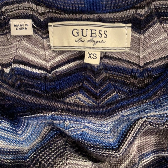 Guess knitted Dress XS Fitted Petite Blue grey striped with grey slip - Picture 8 of 9